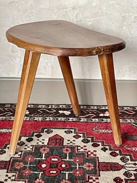 Vintage wooden tripod stool 1950