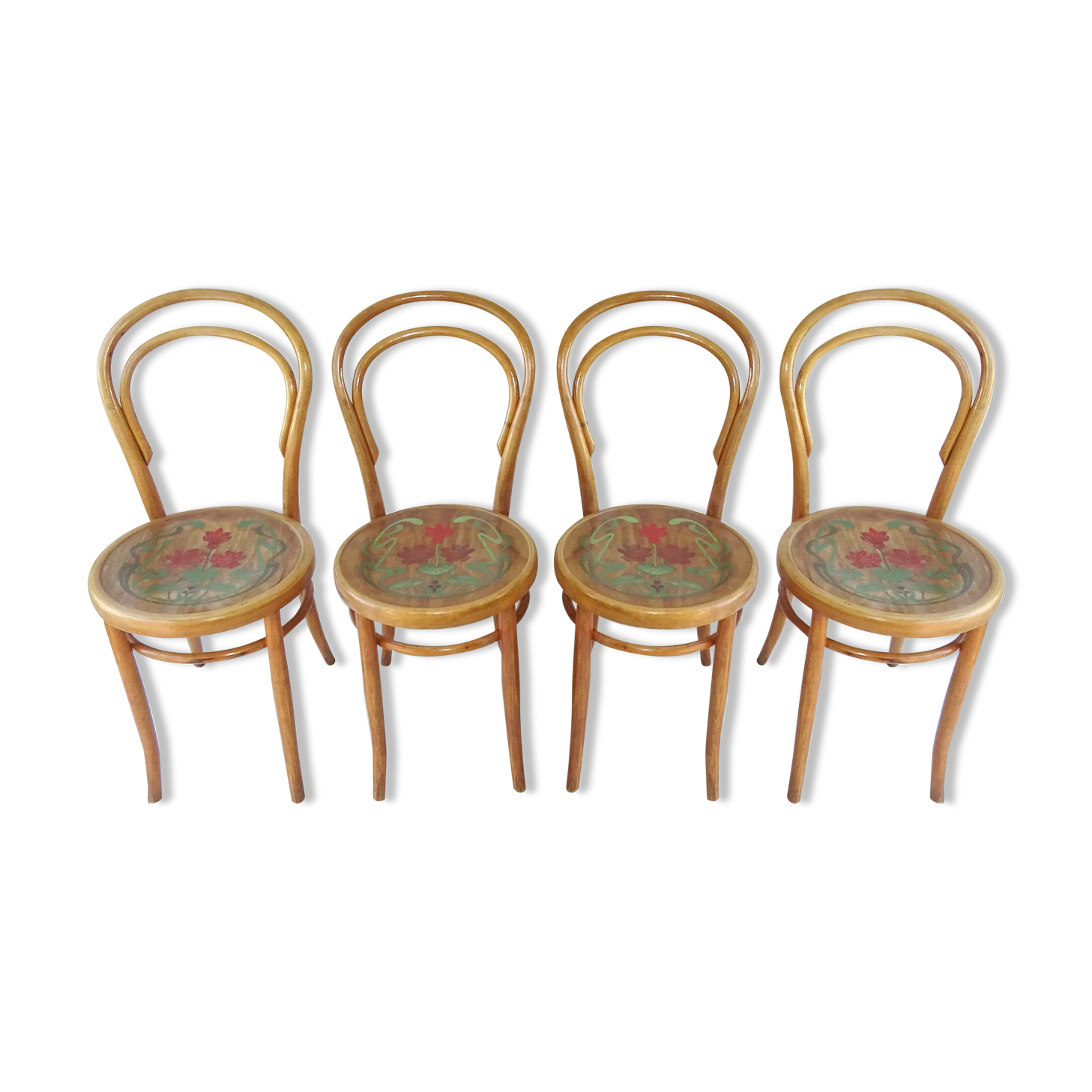 Set of 4 chairs n°14 1/2 by fiume around 1910 art nouveau revisited bistro