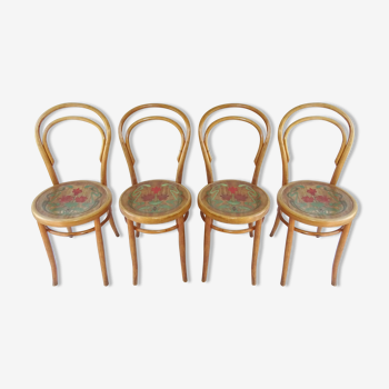 Set de 4 chaises n°14 1/2 par fiume vers 1910 art nouveau revisité bistrot