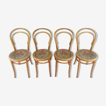 Set of 4 chairs n°14 1/2 by fiume around 1910 art nouveau revisited bistro