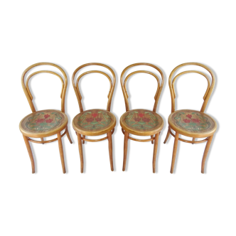 Set of 4 chairs n°14 1/2 by fiume around 1910 art nouveau revisited bistro