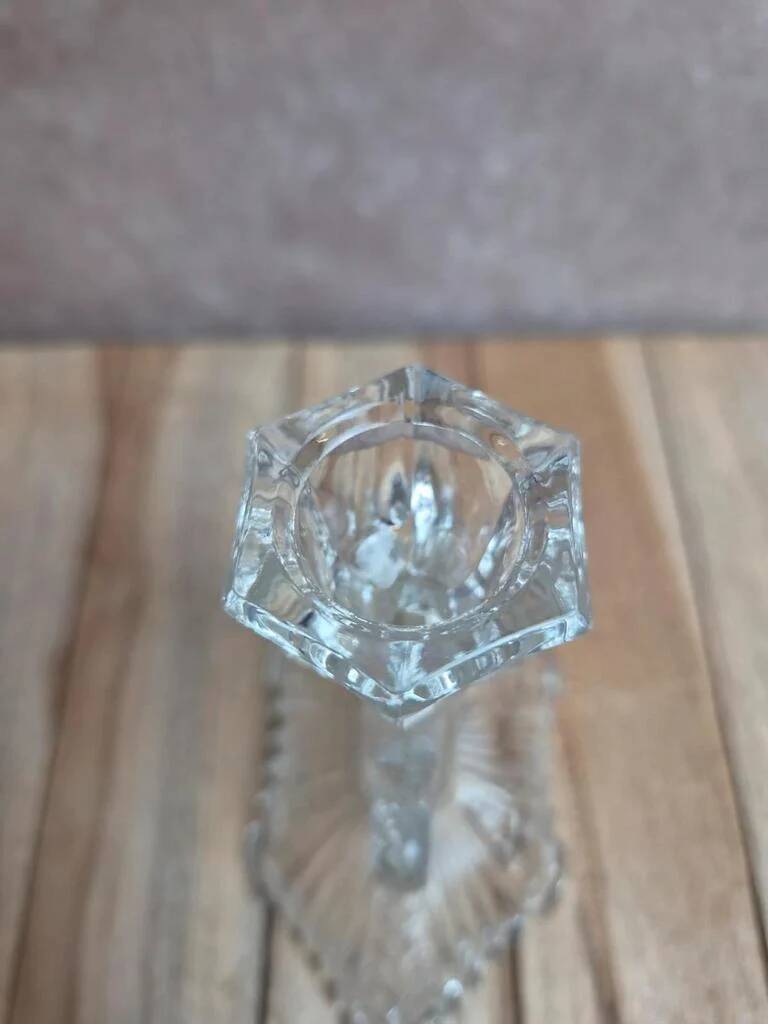 Antique pressed glass candlestick – Art Deco design