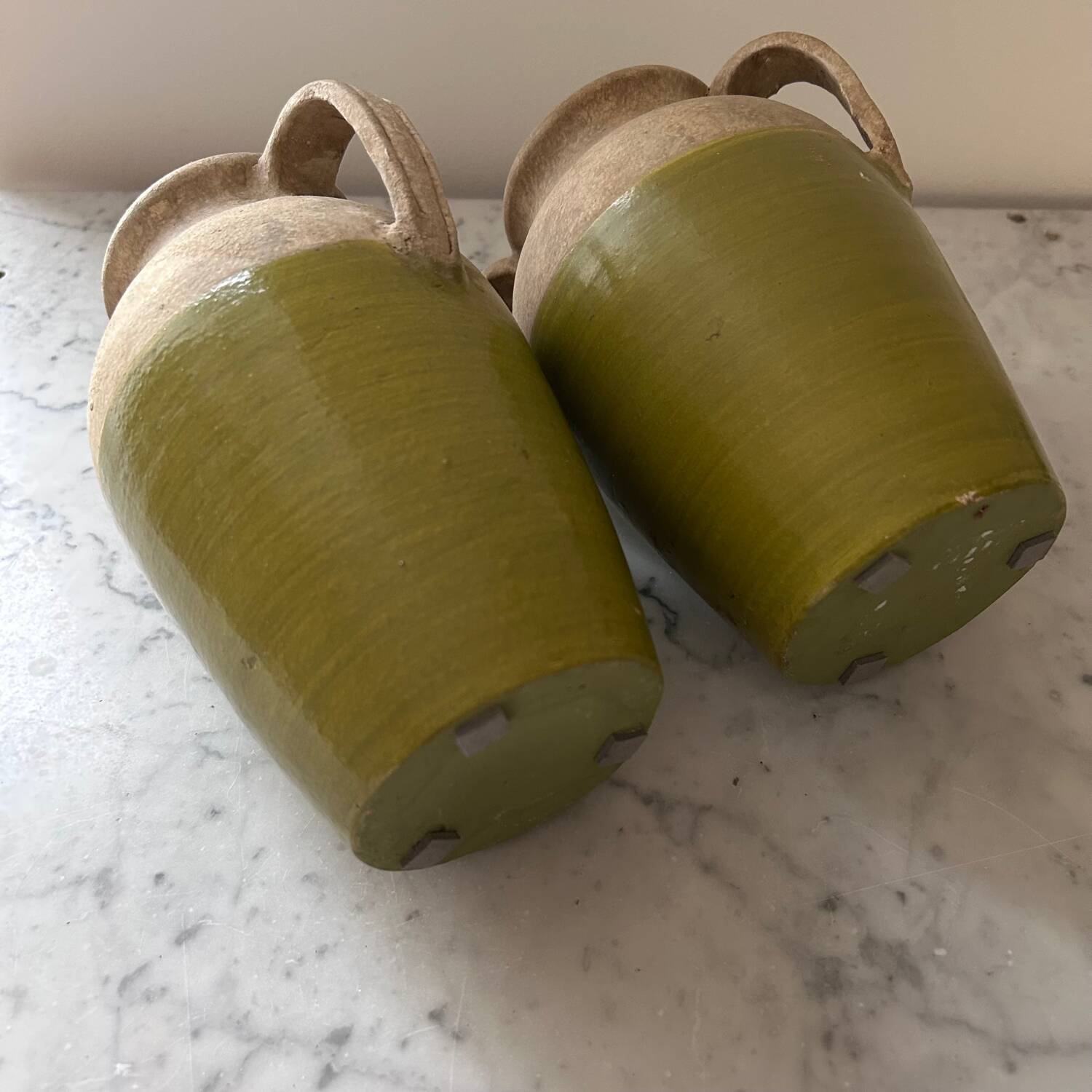 Pair of two-coloured jars