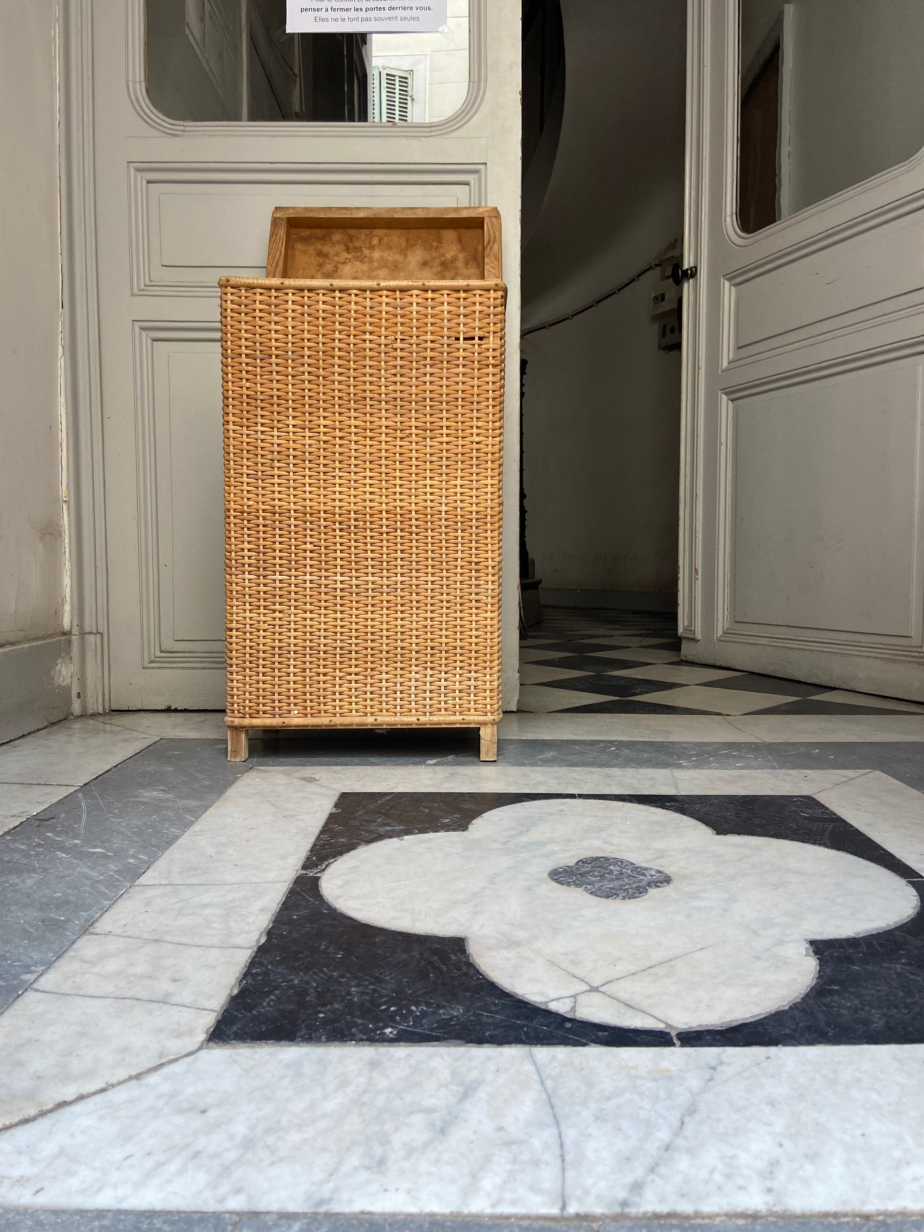 Large vintage rattan basket