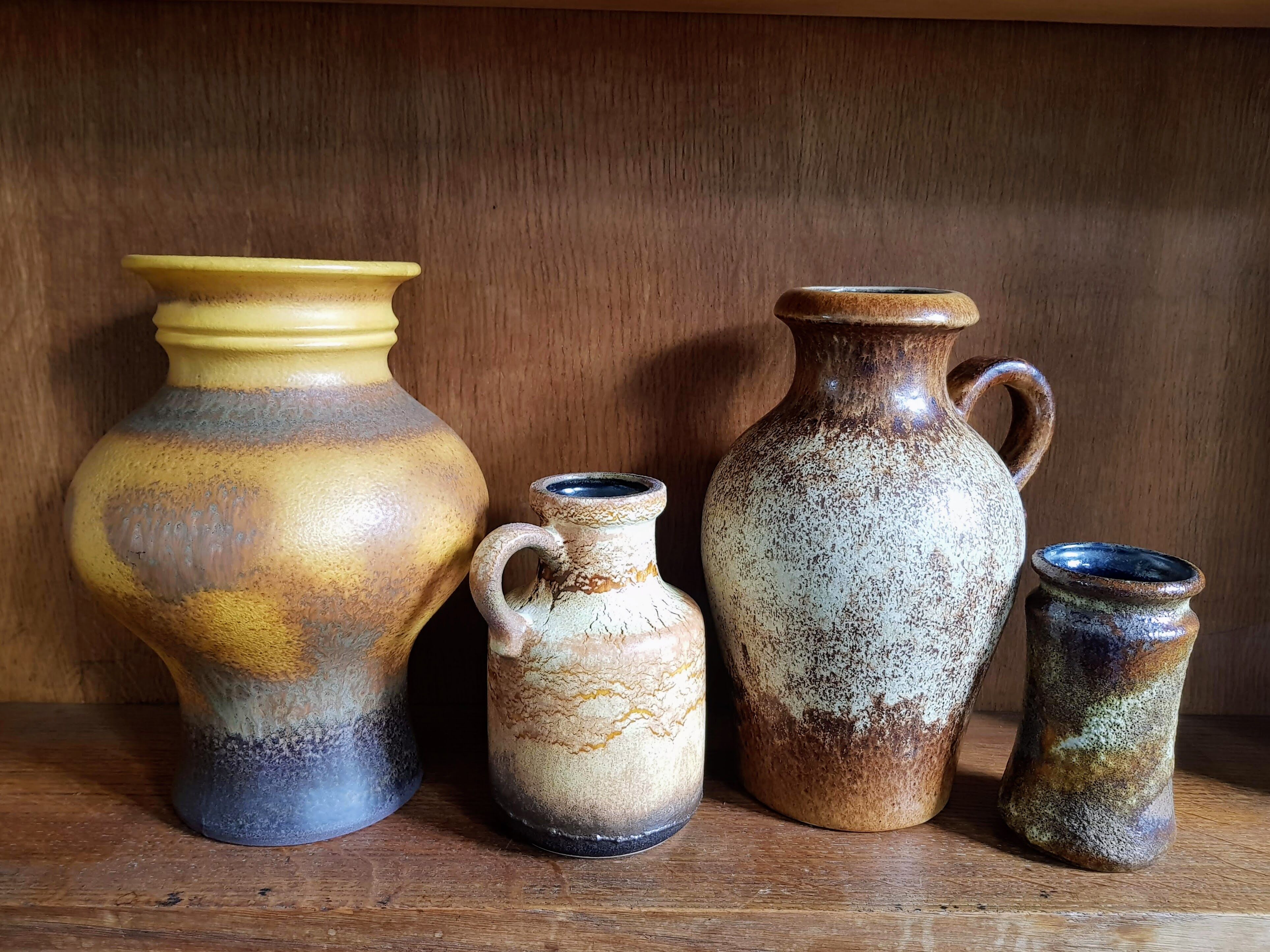 Vintage Set of Four West German Ceramic Vases - Fat Lava - Scheurich - 1960s