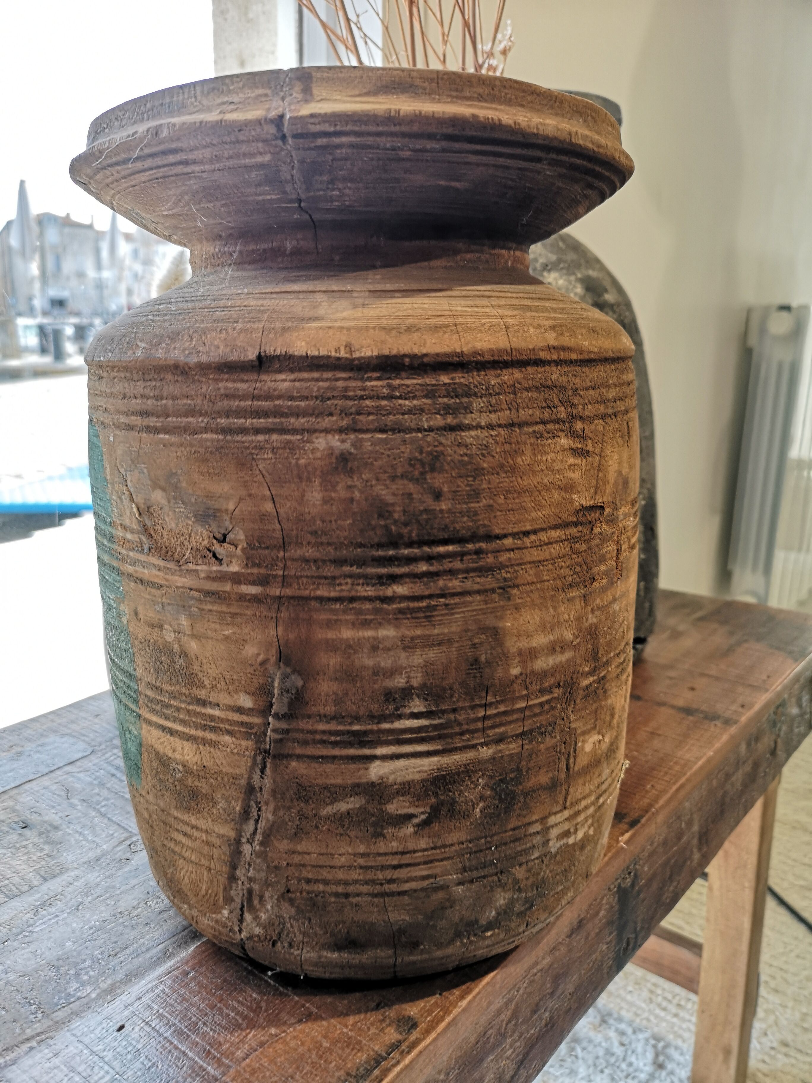 Old wooden pot