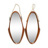 Miroirs en teck danois du milieu du siècle années 1950 41x84cm