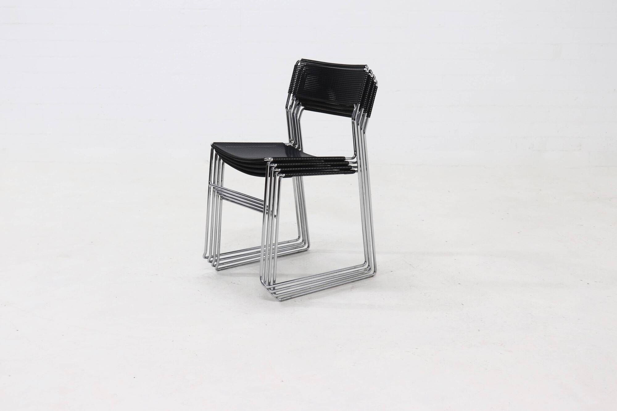 Set of 4 "Sultana" stacking dining chairs by Arrben Italy, 1980s