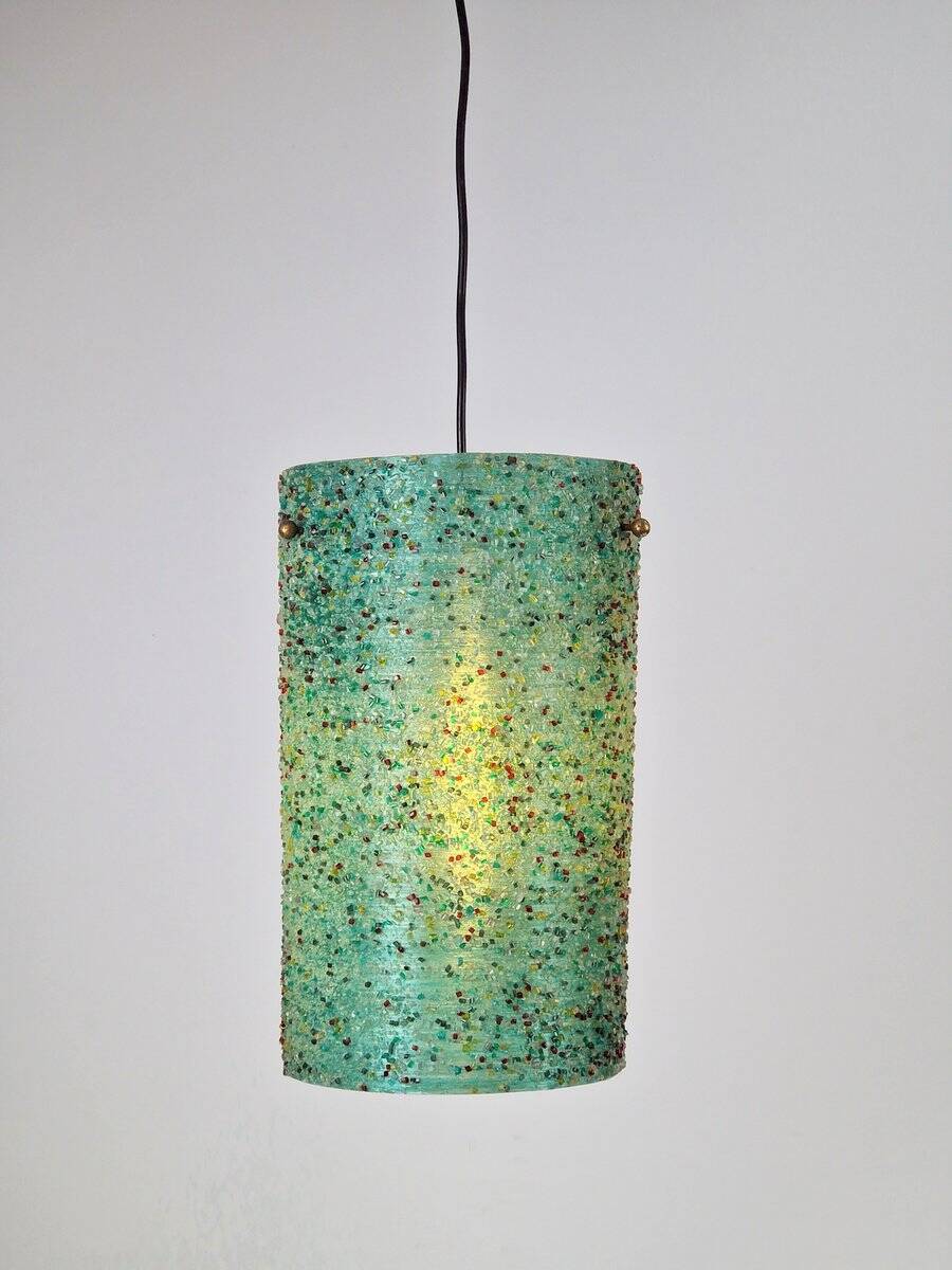Green Polyester Sugar Tube Pendant Lamp by John and Sylvia Reid for Rotaflex, 1960s