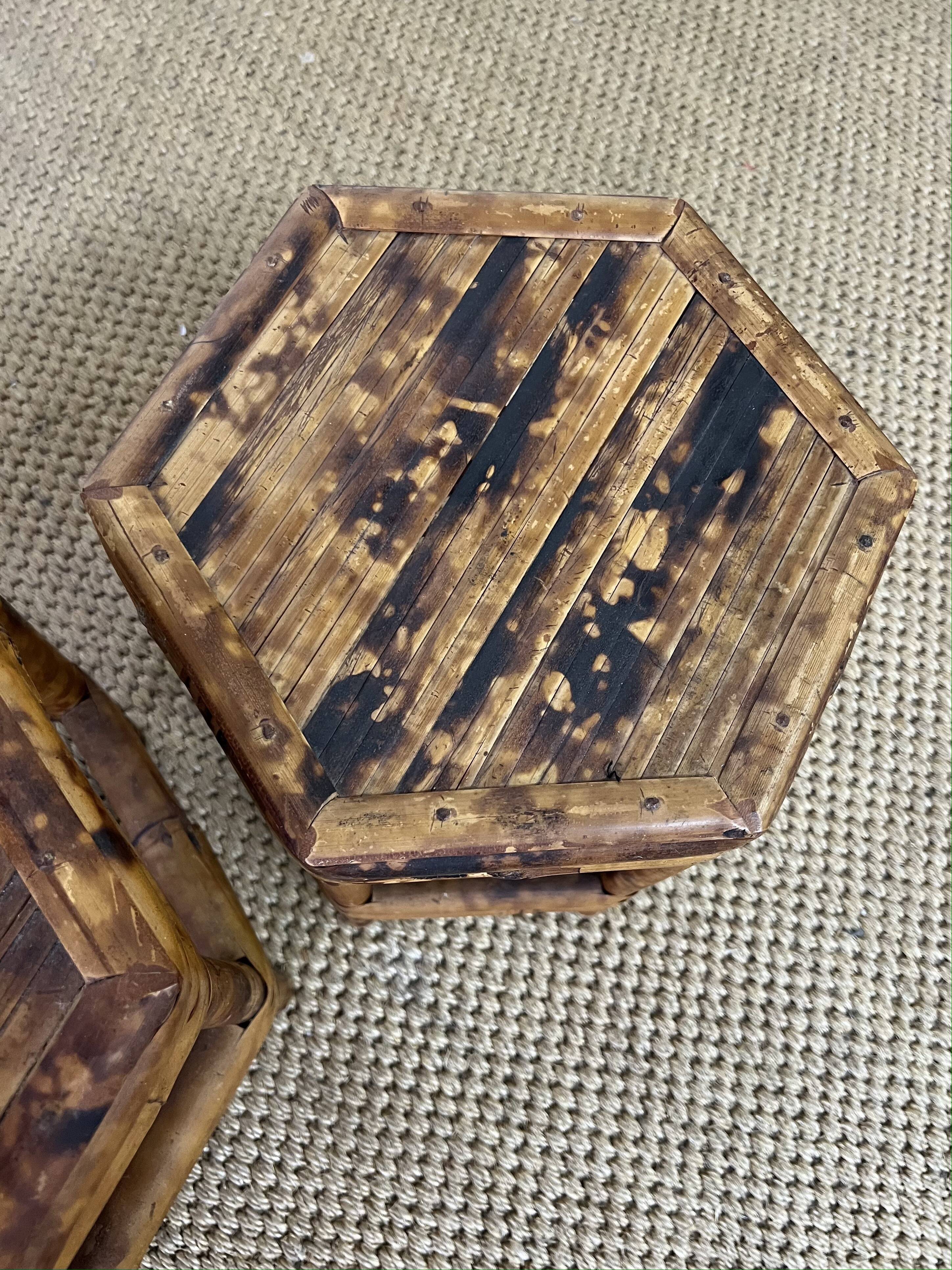 Pair of small side tables / Rattan sofa ends