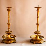Bronze candlesticks from the end of the 19th century to the beginning of the 20th century. bronze candles.candiles.