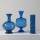 Vintage mid-century trio of handcrafted glass vases from Lauscha, Thuringia.