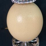 Old lamp foot silver metal and ostrich egg late nineteenth century