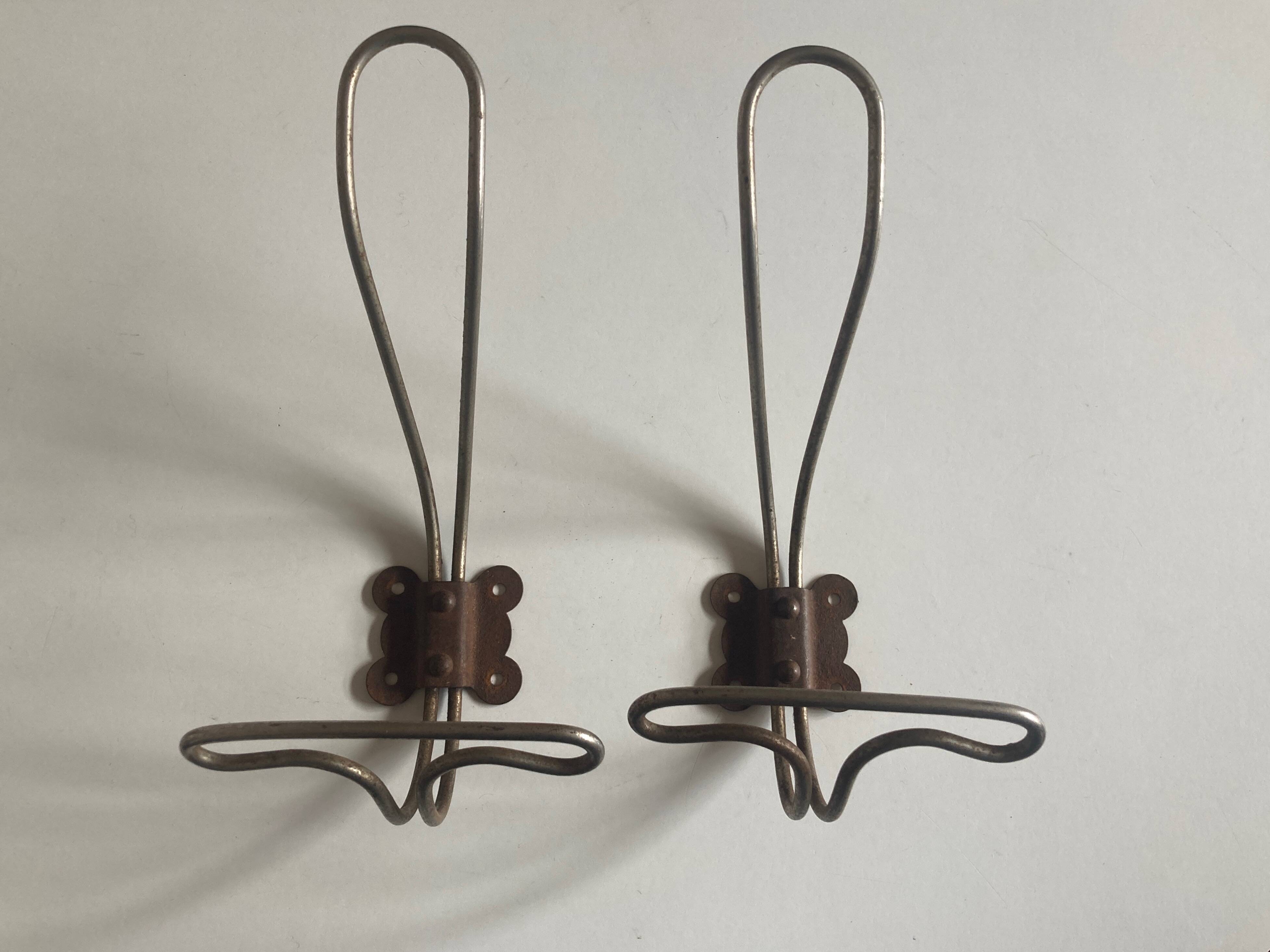Pair of modernist curved coat hooks 1950