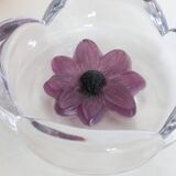Daum Coppelia series bowl / pocket emptier, crystal and pink glass paste