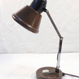Vintage articulated desk lamp in brown metal and chrome years 60/70