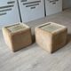 Pair of bedside tables, beige corduroy & glass