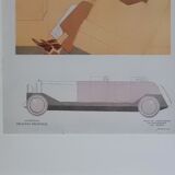 Art Deco illustration luxury car Delaunay Belleville by Benito in 1924