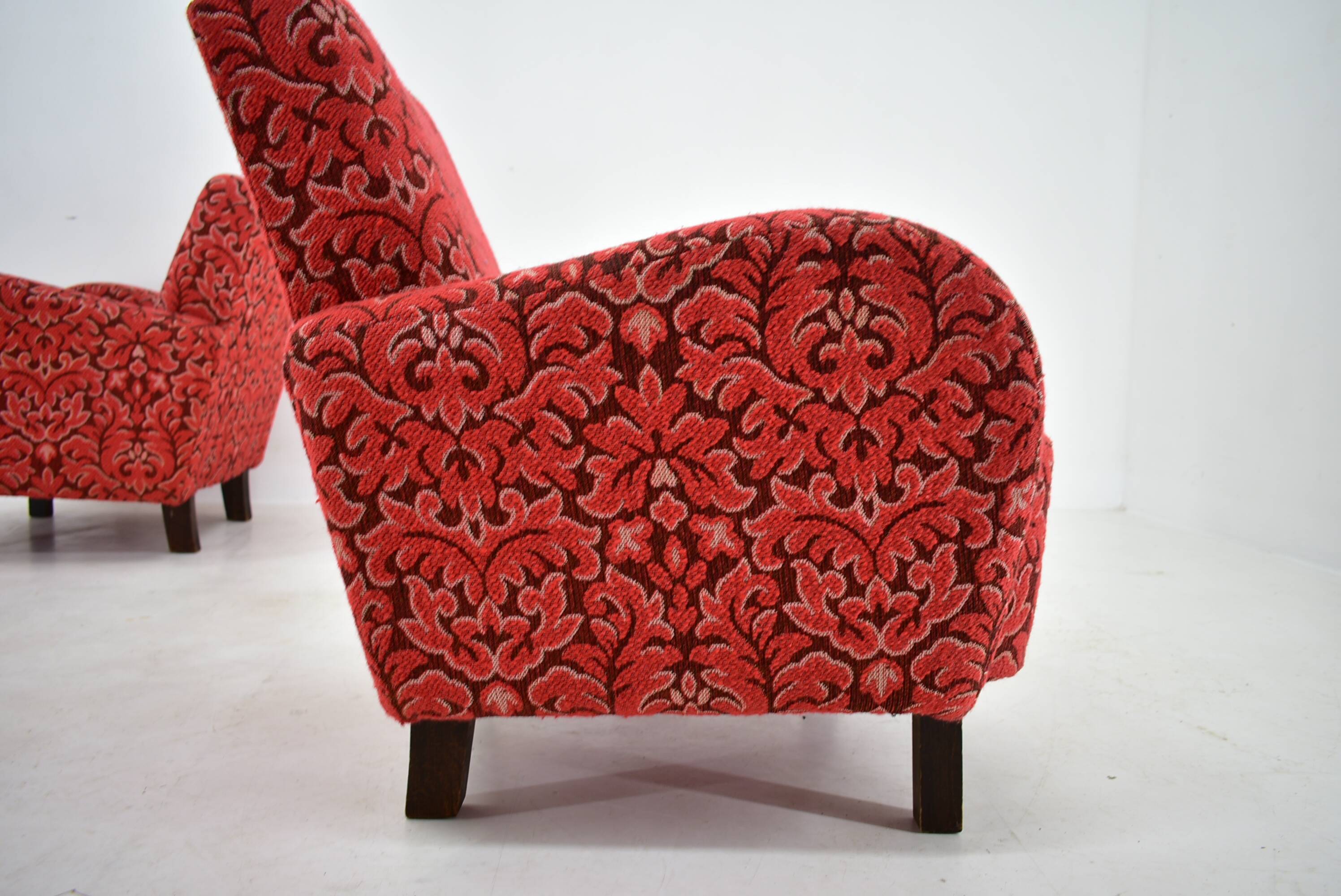 Set of two rare art deco armchairs h-283 by jindřich halabala, 1949s