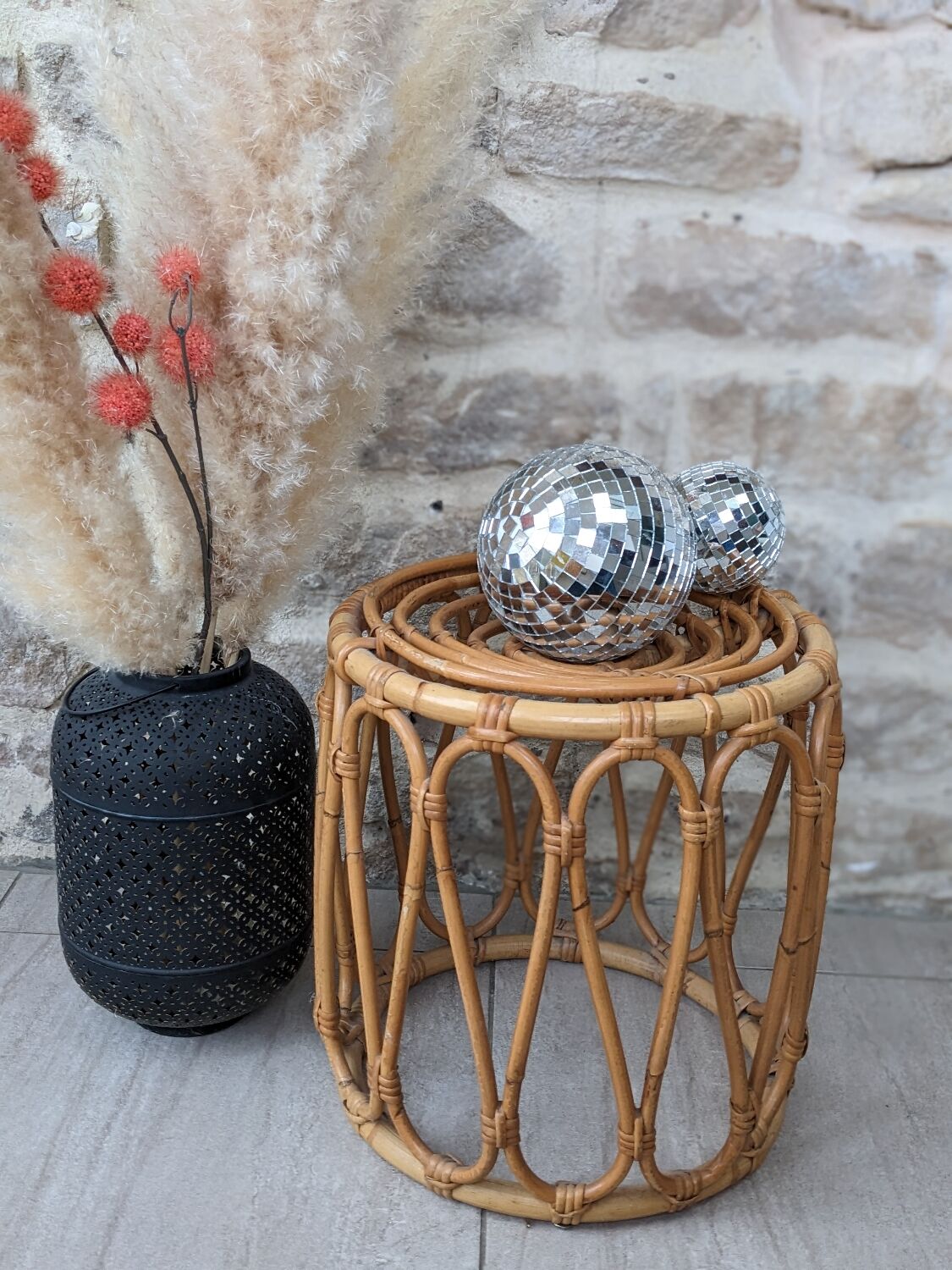 Vintage rattan stool