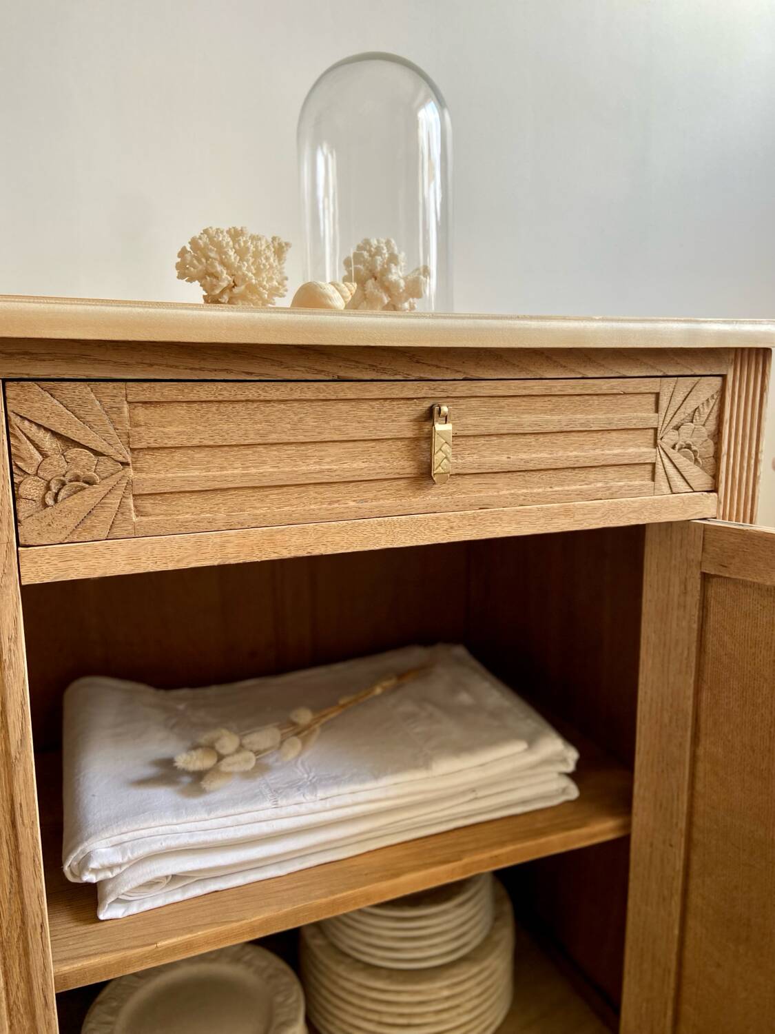 Grand buffet Art Déco en chêne massif - Enfilade vintage