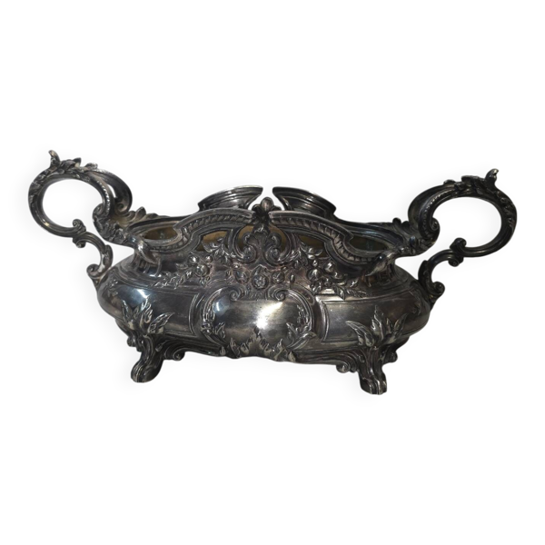 Jardinière centre de table en régule argenté style Louis XV