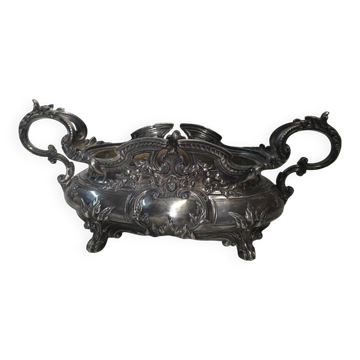 Jardinière centre de table en régule argenté style Louis XV