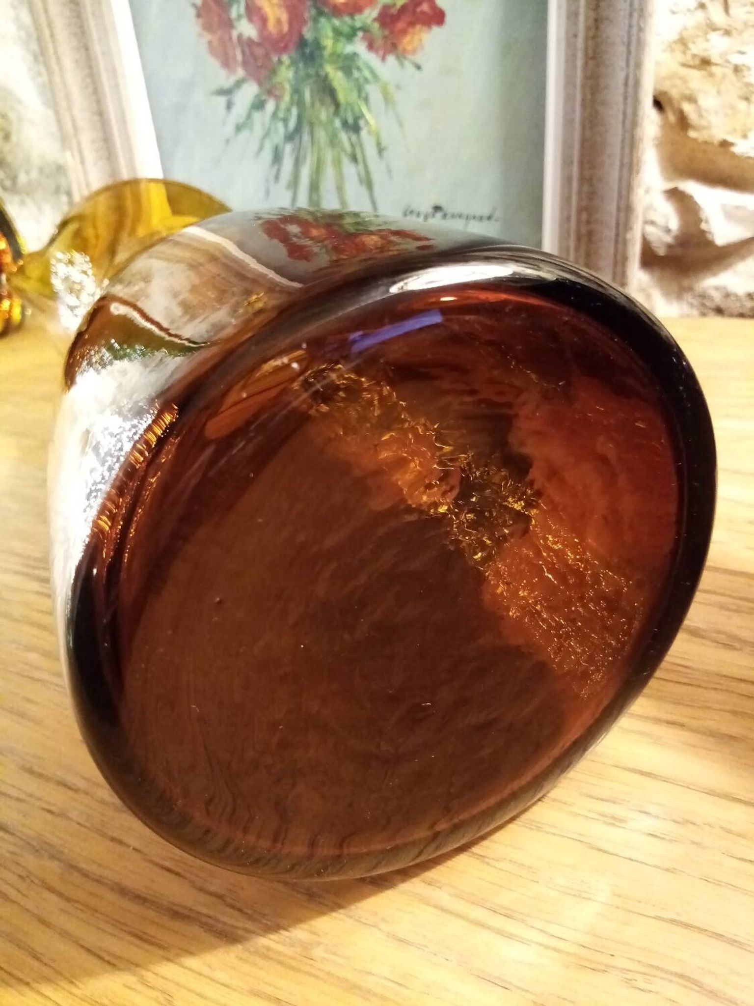 Carafe verre bullé ambré
