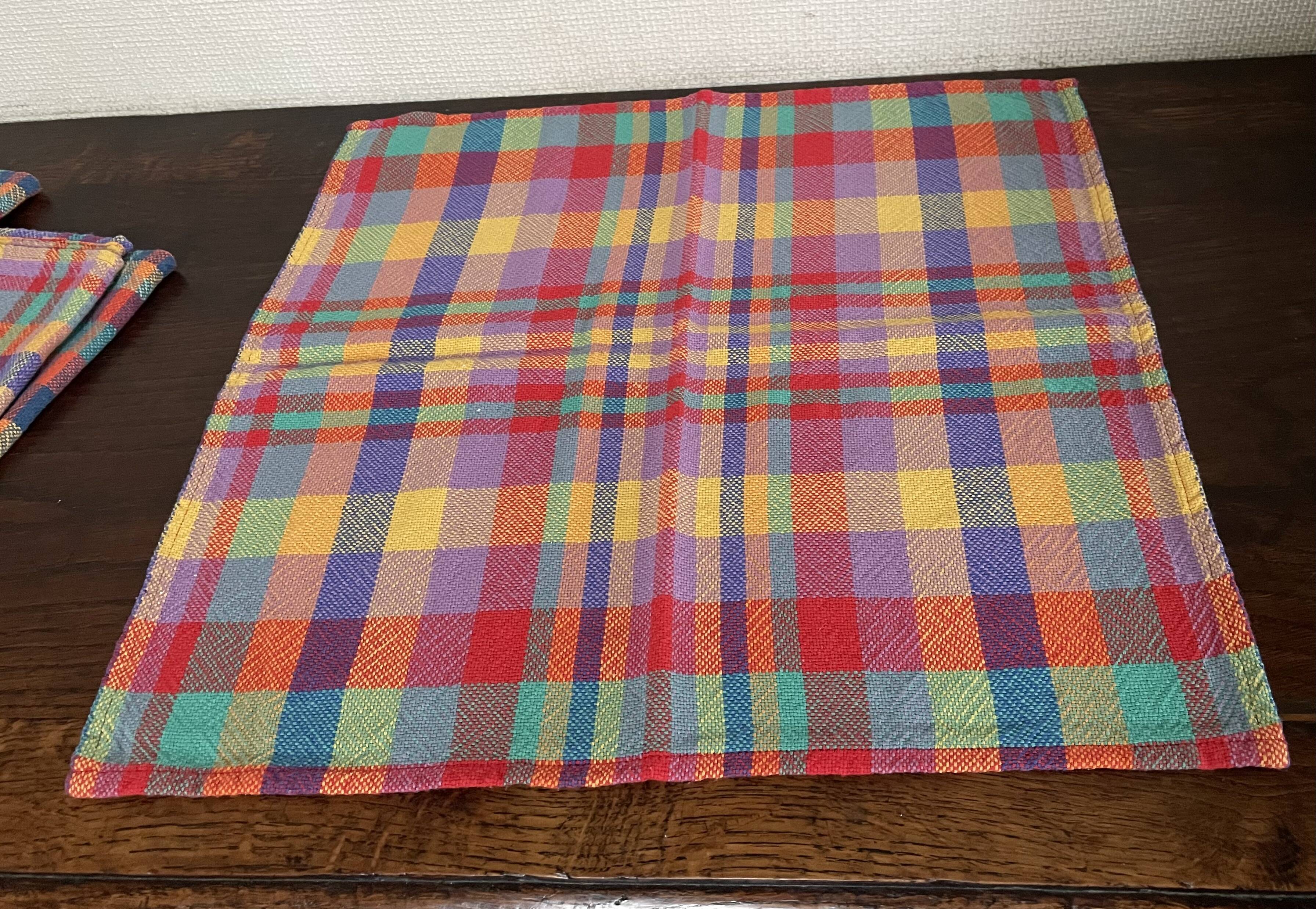 Set of 8 madras cotton napkins
