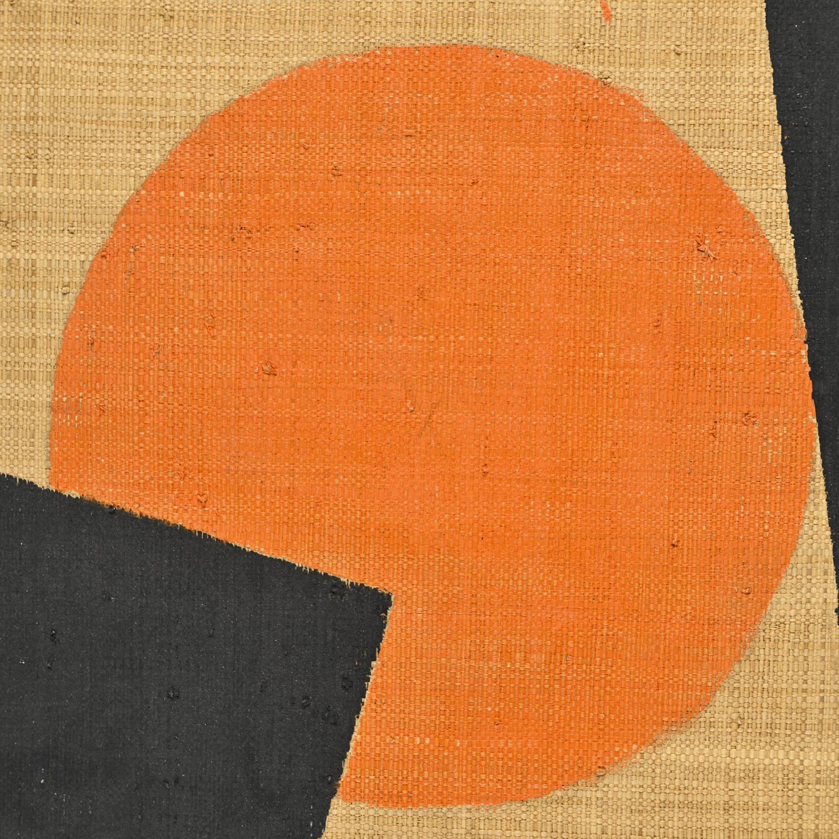 Peinture sur toile de jute par Hans Peter, Suisse vers 1975