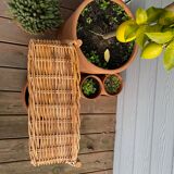 Vintage rectangular wicker and wood