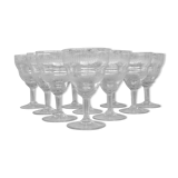 Service of 10 chiseled crystal water glasses