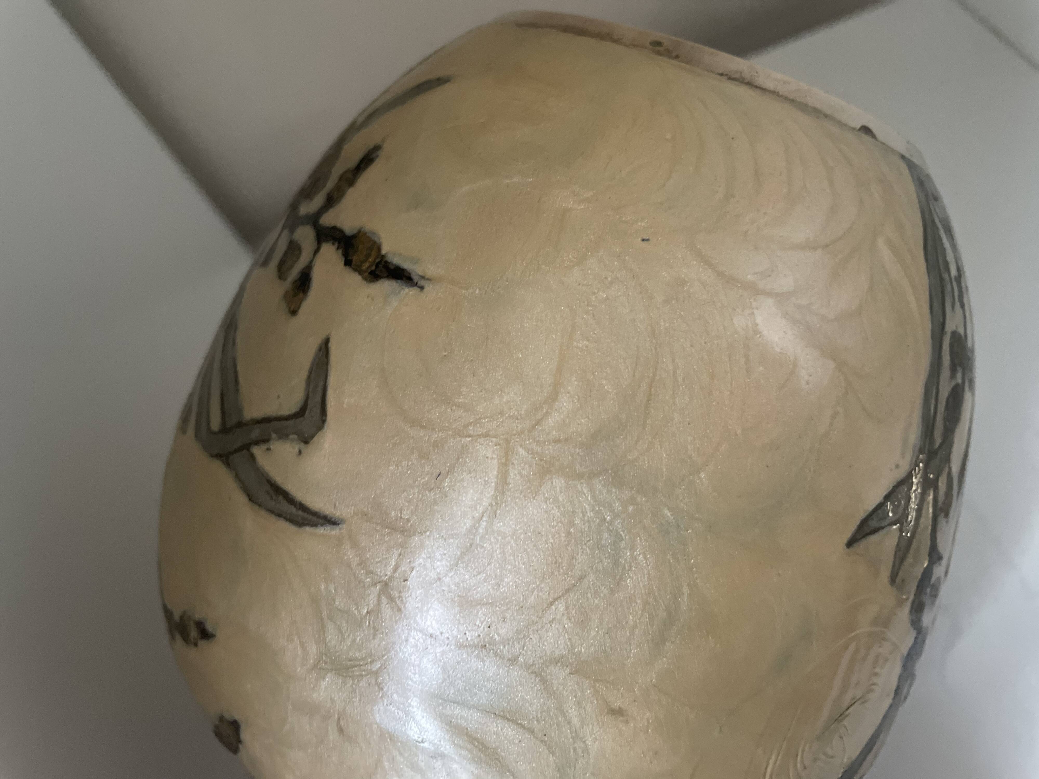 Enameled brass lidded pot