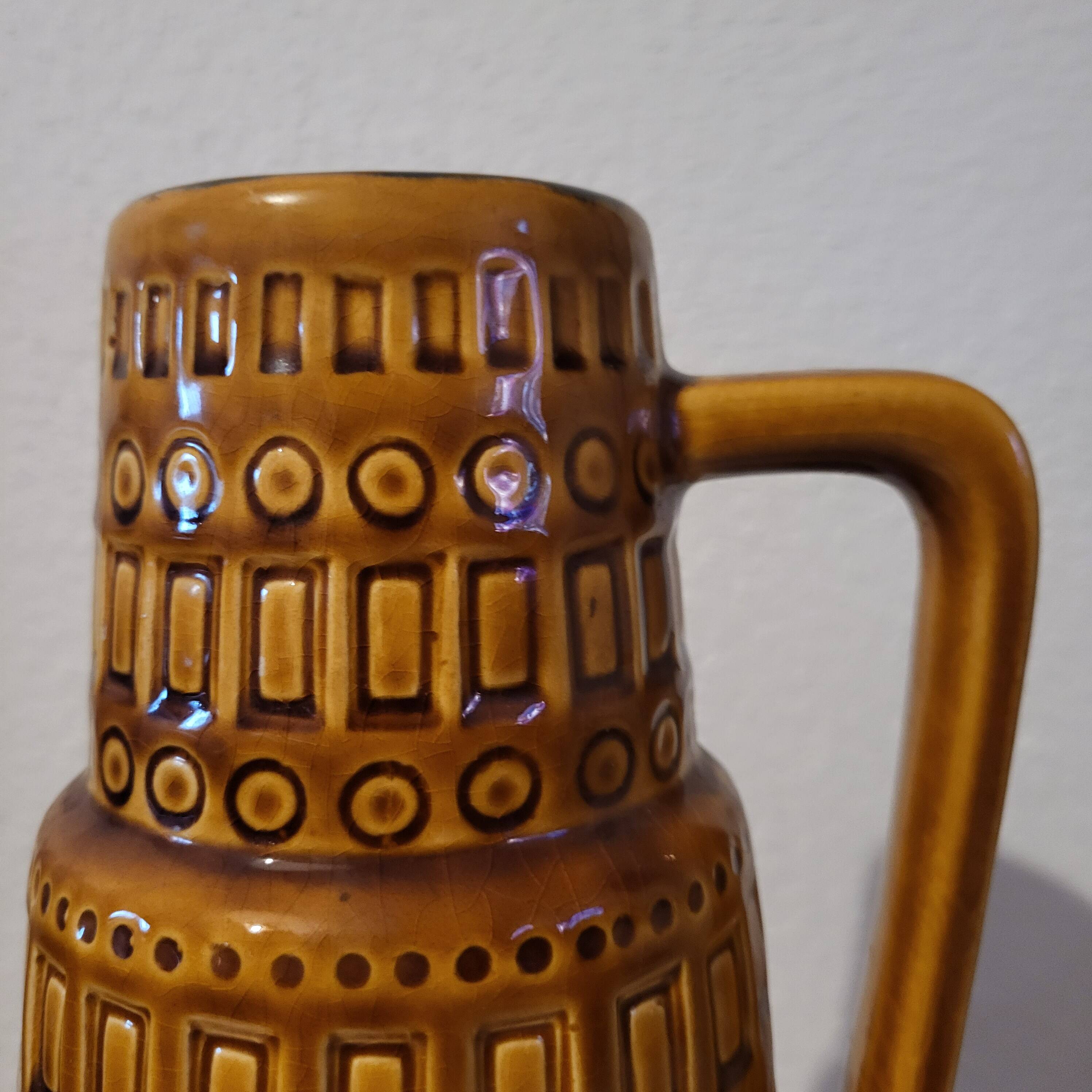 Ochre vase with handle, Scheurich Keramik, West Germany, 1960,70