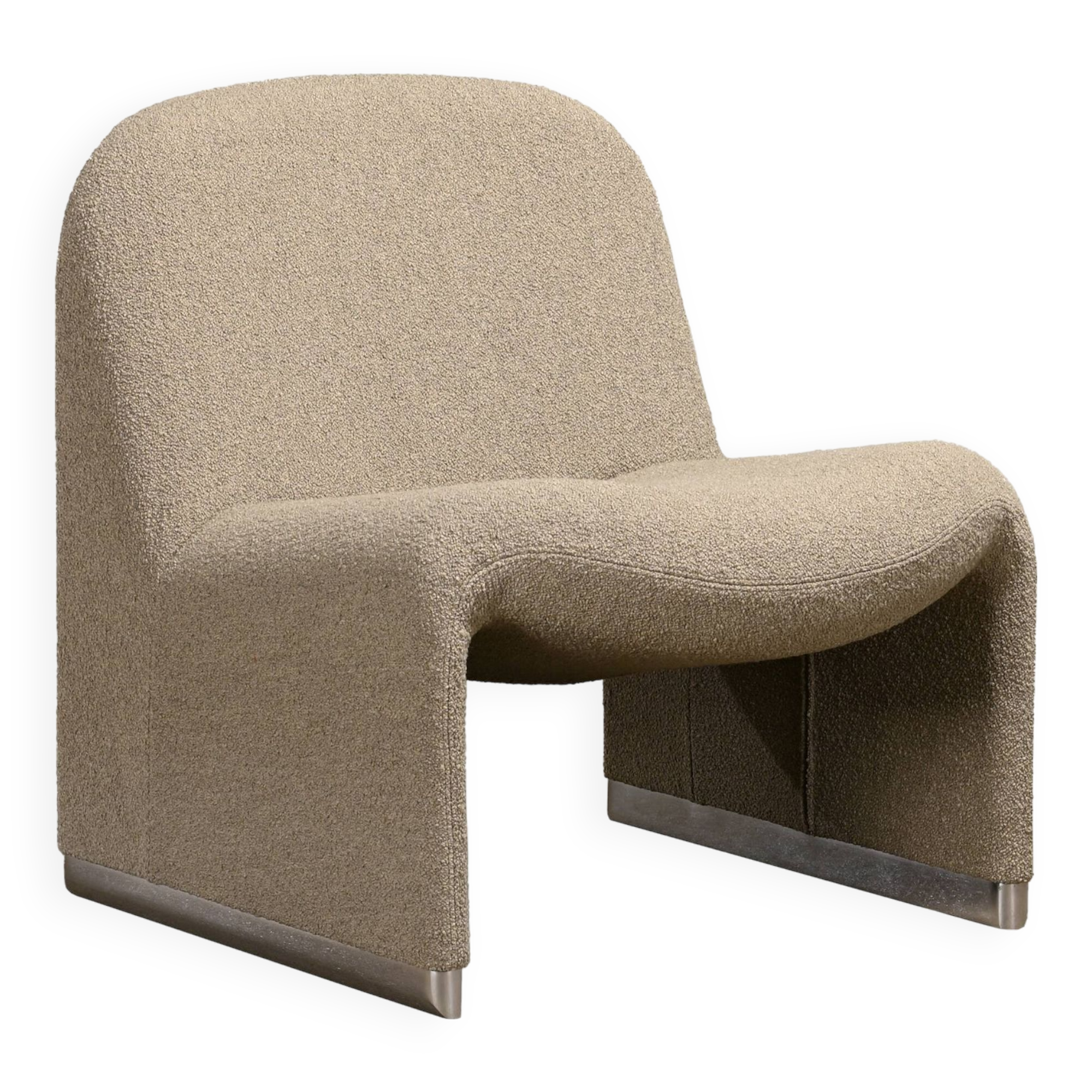 Giancarlo Piretti Alky Lounge Chairs in stone grey Bouclé Wool, Anonima Castelli