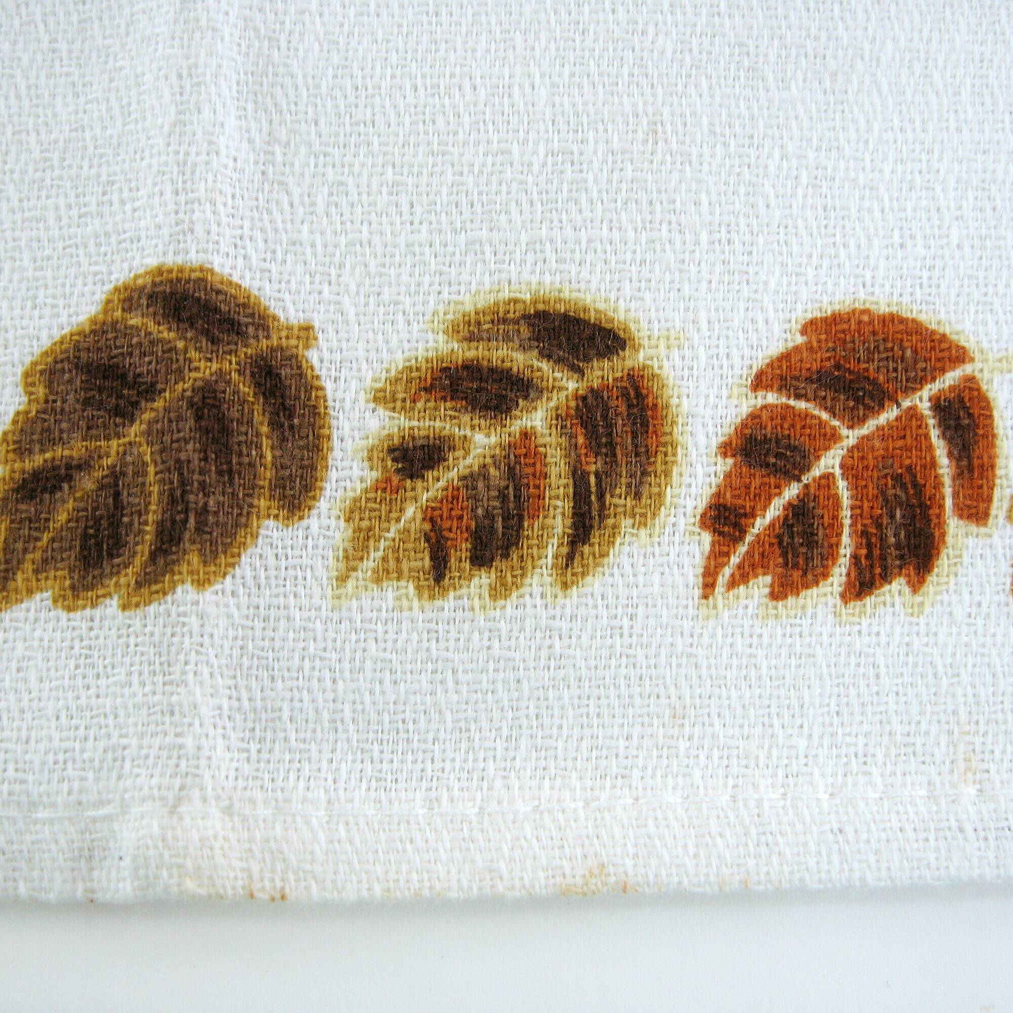 6 cotton napkins - brown and green floral pattern - Gévéor France - vintage 70s