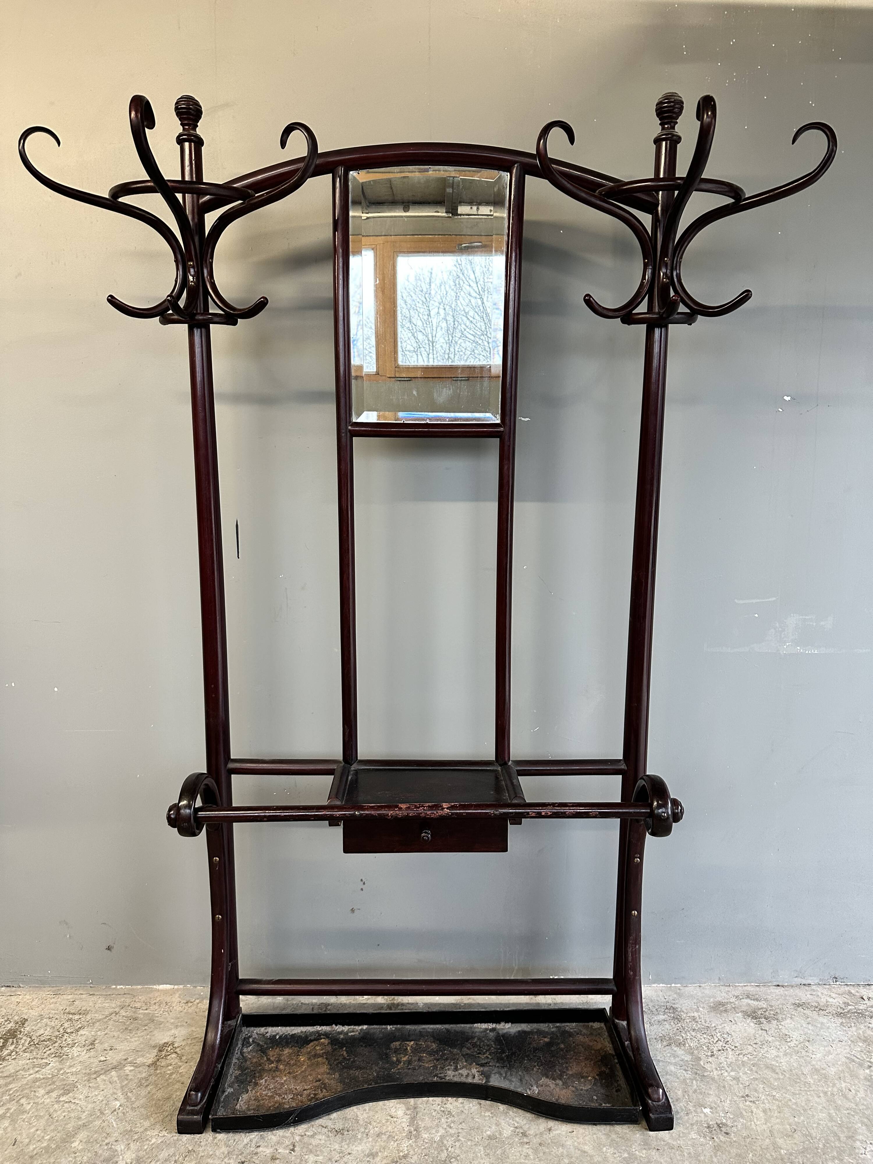 Thonet Coat Rack with Mirror, 1920s