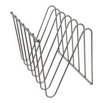 "Z" magazine rack by François Arnal for Atelier A in chrome, France 1970
