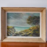 oil painting on panel Seaside in Royan signed 1950
