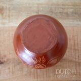 Vintage Terracotta Clay Jug Vase With Floral Pattern, Spanish Pottery