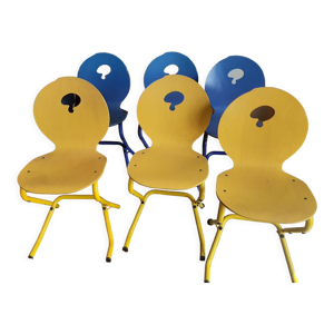6 chaises bicolores métal
