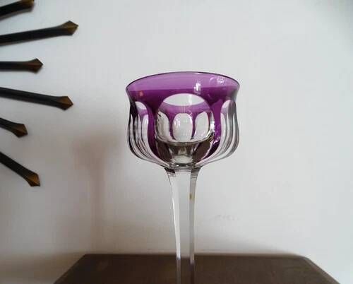 BACCARAT "Malmaison" Glass wine rhinestone double violet antique - 19 cm