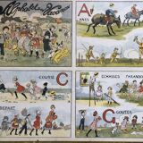 3 placards cartonnés 1920 alphabet des vacances ed bernard carant, dessins de la neziere, de a à z