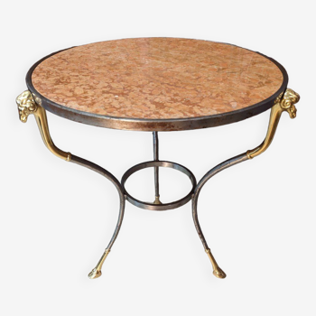 Neoclassical pedestal table with ram's head