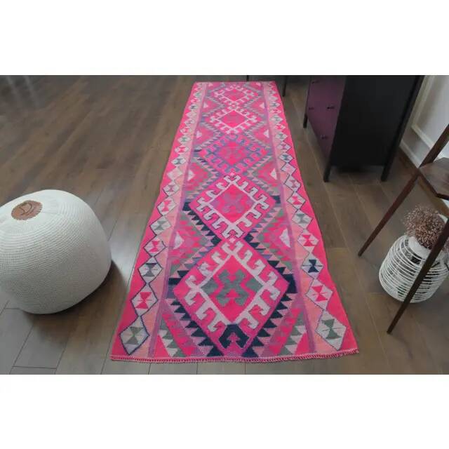 Tapis vintage turc en laine et coton noué à la main, années 1970