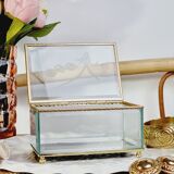 Beveled and chiseled glass and brass jewelry box