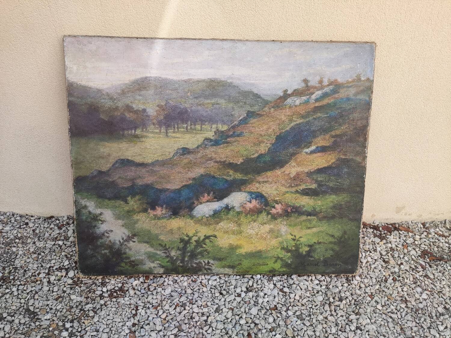 Oil on canvas, old painting signed Marcel Baron