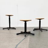 Vintage German industrial workshop stools, set of 3