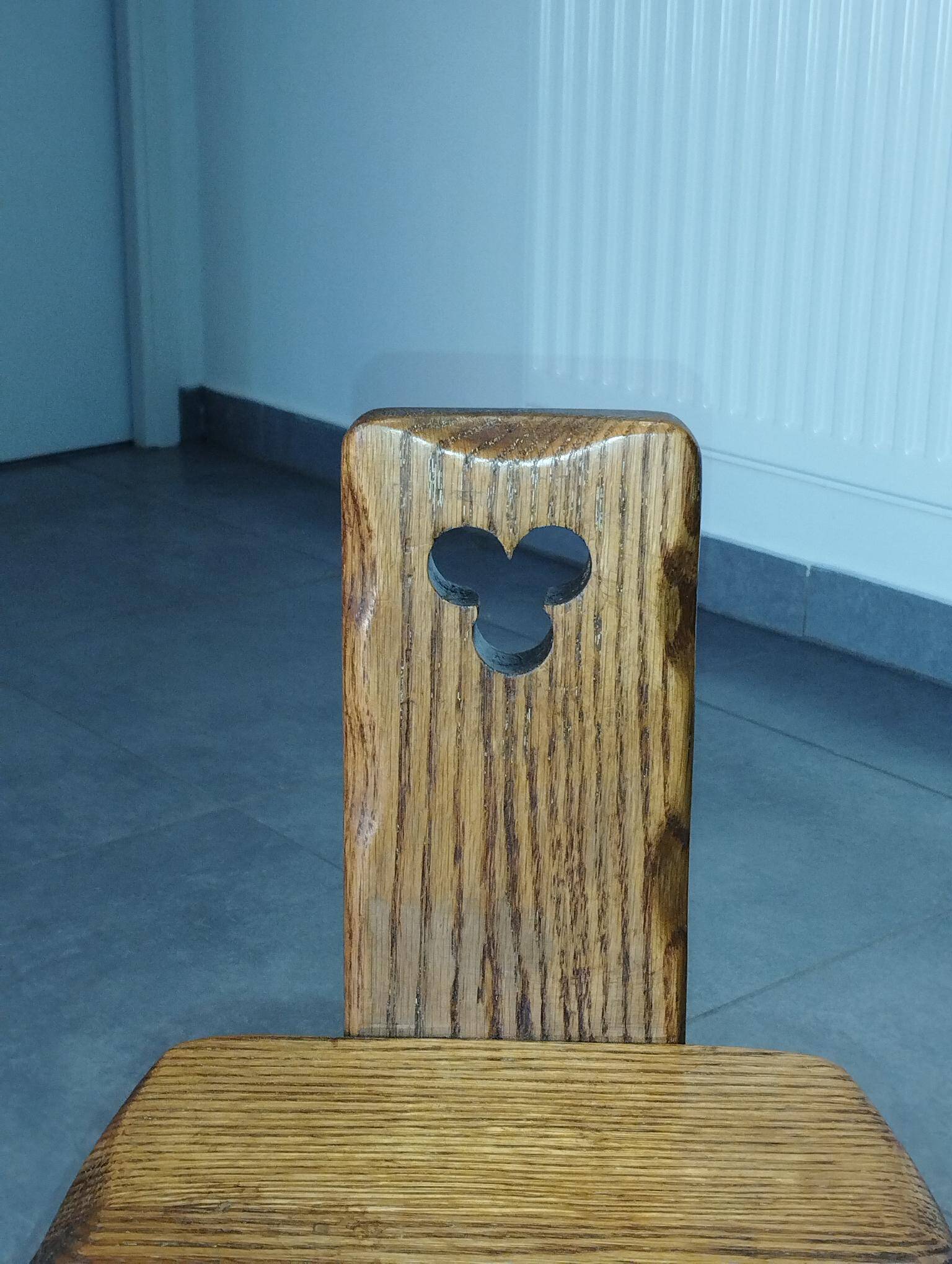 Tripod chair for children, Scandinavian brutalist chalet design.