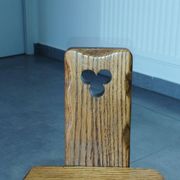 Tripod chair for children, Scandinavian chalet brutalist design.